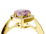 Yellow gold Fancy Pink Heart  Halo Pavé Diamond Engagement Ring with Bezel Setting_24