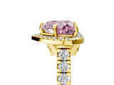 Yellow gold Fancy Pink Heart  Halo Pavé Diamond Engagement Ring with Four-Prong Setting_31