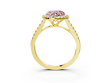Yellow gold Fancy Pink Heart  Halo Pavé Diamond Engagement Ring with Four-Prong Setting_6