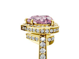 Yellow gold Fancy Pink Heart  Halo Pave Band Solitaire Ring with Prong Setting_71