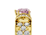 Yellow gold Fancy Pink Heart  Halo Pave Diamond Engagement Ring with Milgrain Detailing_59