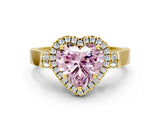 Yellow gold Fancy Pink Heart  Halo Pave Split Shank Prong Setting Ring_26