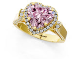 Yellow gold Fancy Pink Heart  Halo Pave Split Shank Prong Setting Ring_27