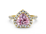 Yellow gold Fancy Pink Heart  Halo Round Diamond Pavé Band Four-Prong Ring_3