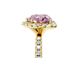 Yellow gold Fancy Pink Heart  Halo Round Diamond Pavé Band Four-Prong Ring_8