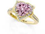 Yellow gold Fancy Pink Heart  Halo Round Diamond Pave Band with Four-Prong Setting_40