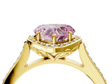 Yellow gold Fancy Pink Heart  Halo Round Diamond Pave Band with Four-Prong Setting_43