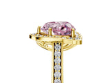 Yellow gold Fancy Pink Heart  Halo Round Diamond Pave Band with Four-Prong Setting_44