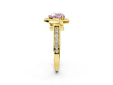 Yellow gold Fancy Pink Heart  Halo Solitaire Diamond Ring with Pave Band and Bezel Setting_51