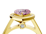 Yellow gold Fancy Pink Heart  Halo Solitaire Diamond Ring with Pave Band and Bezel Setting_53