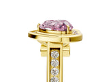 Yellow gold Fancy Pink Heart  Halo Solitaire Diamond Ring with Pave Band and Bezel Setting_54