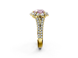 Yellow gold Fancy Pink Heart  Halo Split Shank Diamond Engagement Ring with Pave Band and Four-Prong Setting_54