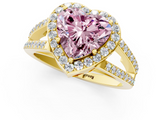 Yellow gold Fancy Pink Heart  Halo Split Shank Diamond Ring with Four-Prong Setting_33