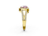 Yellow gold Fancy Pink Heart  Halo Split Shank Diamond Ring with Four-Prong Setting_34