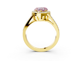 Yellow gold Fancy Pink Heart  Halo Split Shank Diamond Ring with Four-Prong Setting_35