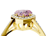 Yellow gold Fancy Pink Heart  Halo Split Shank Diamond Ring with Four-Prong Setting_36