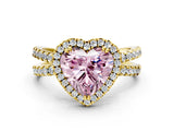 Yellow gold Fancy Pink Heart  Halo Split Shank Diamond Ring with Pavé Setting_26