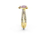 Yellow gold Fancy Pink Heart  Halo Split Shank Diamond Ring with Pavé Setting_28