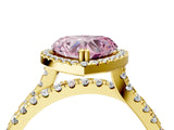 Yellow gold Fancy Pink Heart  Halo Split Shank Diamond Ring with Pavé Setting_30