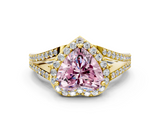Yellow gold Fancy Pink Heart  Halo Split Shank Diamond Ring with Prong Setting_21