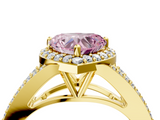 Yellow gold Fancy Pink Heart  Halo Split Shank Diamond Ring with Prong Setting_25