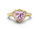 Yellow gold Fancy Pink Heart  Halo Split Shank Pave Diamond Ring with Petal Prong Setting_19