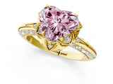 Yellow gold Fancy Pink Heart  Halo Split Shank Pave Diamond Ring with Petal Prong Setting_20