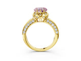 Yellow gold Fancy Pink Heart  Halo Split Shank Pave Diamond Ring with Petal Prong Setting_22