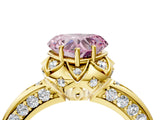 Yellow gold Fancy Pink Heart  Halo Split Shank Pave Diamond Ring with Petal Prong Setting_23