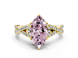 Yellow gold Fancy Pink Heart  Halo Twist Band Solitaire Prong Setting Ring_60