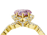 Yellow gold Fancy Pink Heart  Halo Twist Band Solitaire Ring with Six-Prong Setting_36