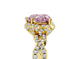 Yellow gold Fancy Pink Heart  Halo Twist Band Solitaire Ring with Six-Prong Setting_37