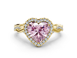 Yellow gold Fancy Pink Heart  Halo Twist Band Solitaire Ring_20