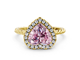 Yellow gold Fancy Pink Heart  Halo Twisted Band Four-Prong Diamond Ring_20