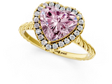 Yellow gold Fancy Pink Heart  Halo Twisted Band Four-Prong Diamond Ring_21