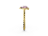 Yellow gold Fancy Pink Heart  Halo Twisted Band Four-Prong Diamond Ring_22