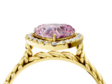 Yellow gold Fancy Pink Heart  Halo Twisted Band Four-Prong Diamond Ring_24