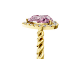 Yellow gold Fancy Pink Heart  Halo Twisted Band Four-Prong Diamond Ring_25
