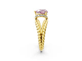 Yellow gold Fancy Pink Heart  Halo Twisted Band Four-Prong Ring_34