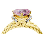 Yellow gold Fancy Pink Heart  Halo Twisted Band Four-Prong Ring_36