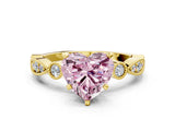 Yellow gold Fancy Pink Heart  Milgrain Bezel Diamond Engagement Ring with Solitaire Prong Setting_159