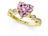 Yellow gold Fancy Pink Heart  Milgrain Bezel Diamond Engagement Ring with Solitaire Prong Setting_160