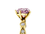 Yellow gold Fancy Pink Heart  Milgrain Bezel Diamond Engagement Ring with Solitaire Prong Setting_164