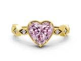 Yellow gold Fancy Pink Heart  Milgrain Marquise Diamond Twist Band Ring_62