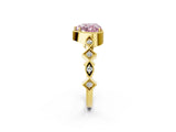Yellow gold Fancy Pink Heart  Milgrain Marquise Diamond Twist Band Ring_64