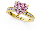 Yellow gold Fancy Pink Heart  Milgrain Pave Diamond Engagement Ring with Four-Prong Setting_148