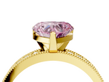 Yellow gold Fancy Pink Heart  Milgrain Pave Diamond Engagement Ring with Four-Prong Setting_151