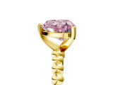 Yellow gold Fancy Pink Heart  Solitaire Beaded Band Prong Setting Ring 5