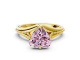Yellow gold Fancy Pink Heart  Solitaire Beaded Band Six-Prong Setting