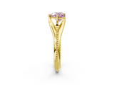 Yellow gold Fancy Pink Heart  Solitaire Beaded Band Six-Prong Setting_2
